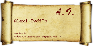 Alexi Iván névjegykártya